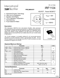 datasheet for IRF1104 by International Rectifier