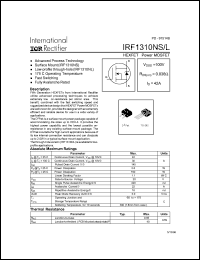 datasheet for IRF1310NS by International Rectifier