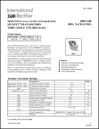 datasheet for IRF140 by International Rectifier