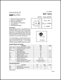 datasheet for IRF1404 by International Rectifier