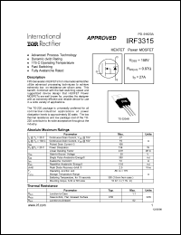 datasheet for IRF3315 by International Rectifier