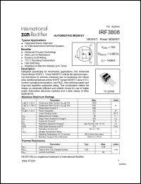 datasheet for IRF3808 by International Rectifier