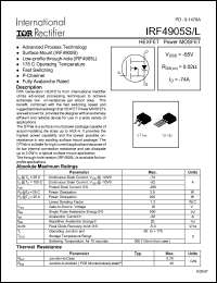 datasheet for IRF4905S by International Rectifier