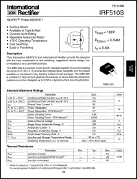 datasheet for IRF510S by International Rectifier