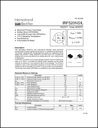 datasheet for IRF520NS by International Rectifier