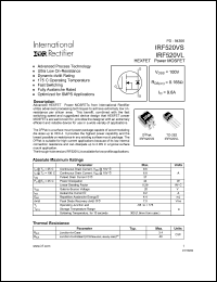 datasheet for IRF520VS by International Rectifier