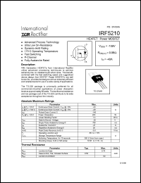 datasheet for IRF5210 by International Rectifier