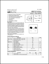 datasheet for IRF5210S by International Rectifier