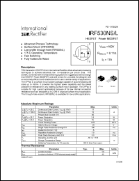 datasheet for IRF530NS by International Rectifier