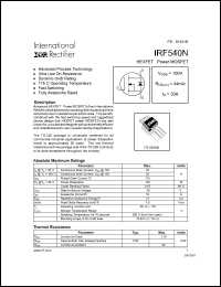 datasheet for IRF540N by International Rectifier