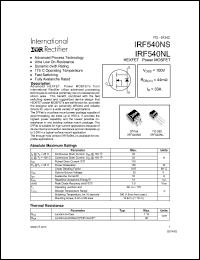 datasheet for IRF540NS by International Rectifier