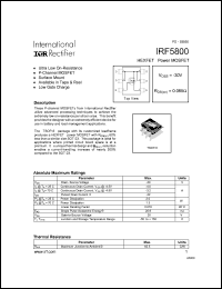 datasheet for IRF5800 by International Rectifier