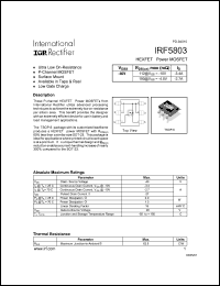 datasheet for IRF5803 by International Rectifier