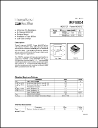 datasheet for IRF5804 by International Rectifier