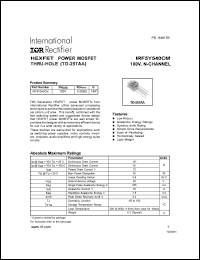 datasheet for IRF5Y540CM by International Rectifier