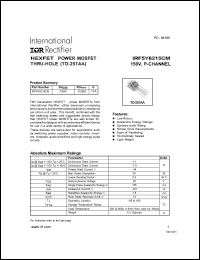 datasheet for IRF5Y6215CM by International Rectifier