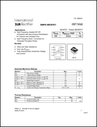 datasheet for IRF7458 by International Rectifier