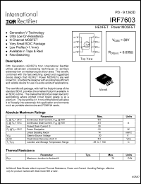 datasheet for IRF7603 by International Rectifier