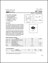 datasheet for IRF7604 by International Rectifier