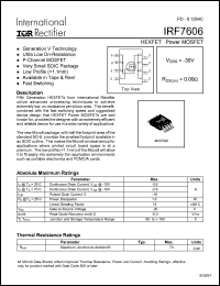 datasheet for IRF7606 by International Rectifier