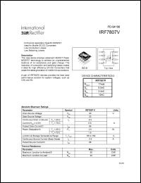 datasheet for IRF7807V by International Rectifier