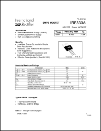 datasheet for IRF830A by International Rectifier