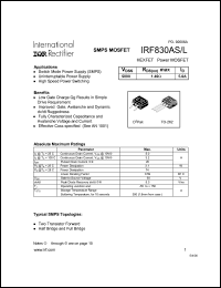 datasheet for IRF830AS by International Rectifier