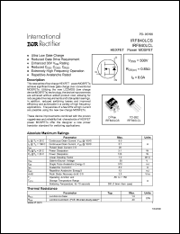 datasheet for IRF840LCS by International Rectifier