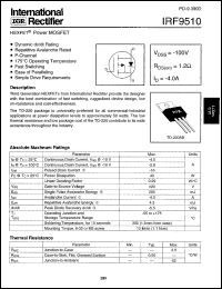 datasheet for IRF9510 by International Rectifier