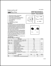 datasheet for IRF9520NS by International Rectifier