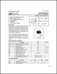 datasheet for IRF9540N by International Rectifier