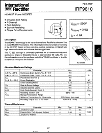 datasheet for IRF9610 by International Rectifier