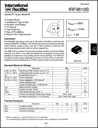 datasheet for IRF9610S by International Rectifier