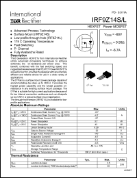 datasheet for IRF9Z14S by International Rectifier