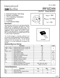 datasheet for IRF9Z24N by International Rectifier