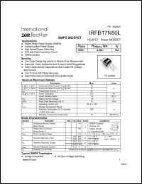 datasheet for IRFB17N50L by International Rectifier