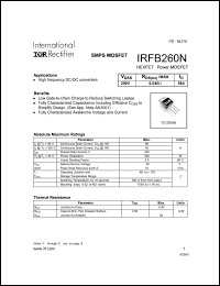 datasheet for IRFB260N by International Rectifier