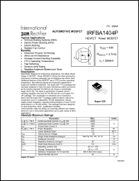 datasheet for IRFBA1404P by International Rectifier