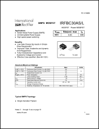 datasheet for IRFBC30AS by International Rectifier