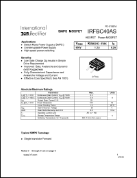 datasheet for IRFBC40AS by International Rectifier