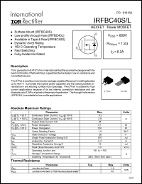 datasheet for IRFBC40L by International Rectifier