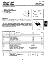 datasheet for IRFBF30 by International Rectifier