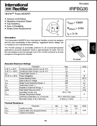 datasheet for IRFBG30 by International Rectifier