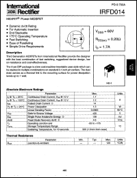 datasheet for IRFD014 by International Rectifier