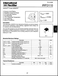 datasheet for IRFD110 by International Rectifier