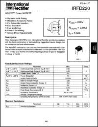 datasheet for IRFD220 by International Rectifier