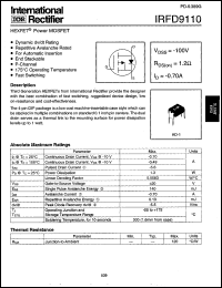 datasheet for IRFD9110 by International Rectifier