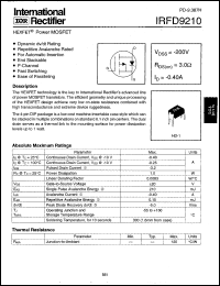 datasheet for IRFD9210 by International Rectifier