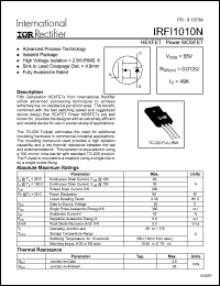 datasheet for IRFI1010N by International Rectifier