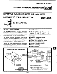 datasheet for IRFI460 by International Rectifier